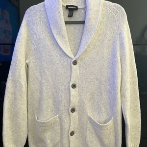 Express Men's Light Gray Shawl Collar Cardigan